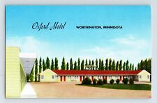 Postcard Minnesota Worthington MN Oxford Motel 1950s Unposted Linen picture
