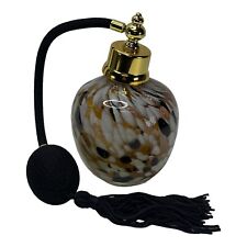 Art Glass Perfume Bottle Atomizer Earthbound Trading Co Gold Black White NIB picture