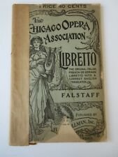 Chicago OPERA Association 1909 Libretto FALSTAFF  picture