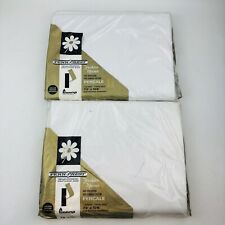 Vtg Penneys White Twin Flat Bed Sheet Lot of 2 Packages No Iron Percale 72x108 picture