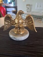 VINTAGE BRASS EAGLE MARBLE BASE STATUE PAPERWEIGHT EARLY AMERICAN picture