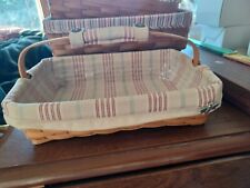 Longaberger 2002 Back Porch Basket w protector set, and fabric liner Very Clean picture