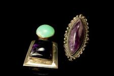 2 VINTAGE COLLECTION OF AMETHYST 925 STERLING PENDANT RING  LT picture
