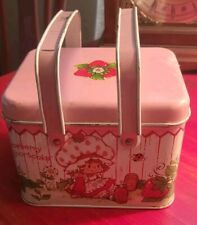 Vintage 1980's Pink Strawberry Shortcake Metal Picnic Lunch Box picture