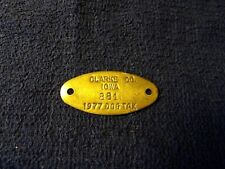 Vintage 1977 Clarke Co. Iowa, Brass Dog Tag Tax License #881 picture