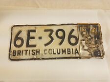 1954 British Columbia Canada License Plate Tag 1952 6E-396 picture