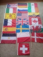 Lot of 19 world flags. 17x12 Most with poles. Fun With Flags. picture