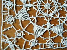  Antique doily Pag needle lace deco square tan color linen h done Croatia   picture