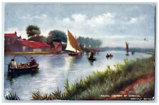 c1910 Fishing Contest at Horning Norfolk Broads Oilette Tuck Art Postcard picture