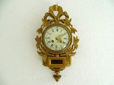 SMALL 1950 OVERHAULED GILDED WESTERSTRAND STYLE WOODEN CARTEL WALL CLOCK picture