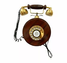 Antique Wooden Wall Hanging Telephone Vintage Rotary Dial Landline Telephone picture