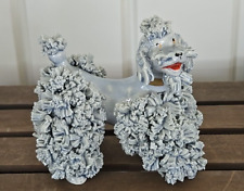Vintage Blue/Silver Spaghetti Poodle with Gold Collar Porcelain Figurine picture