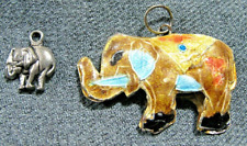 Vintage color closionne enameled & tiny silvertone metal elephants pendants picture