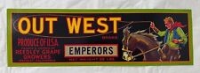 Vintage Unused Original  Out West Emperor Grapes Reedley, California Crate Label picture