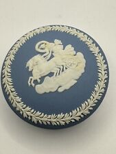 Vintage Wedgewood Blue Jasperware Covered Trinket Box Dish Made In England picture