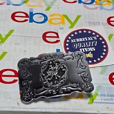 Vintage Dancing Couple Belt Buckle Western - Silver Chrome Shiny - Made in USA picture