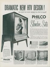 1958 Philco HTV Television Slender Set Console On Woman Gown Vtg Print Ad L14 picture