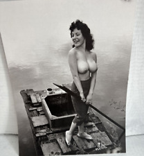 Vintage 1960s Risqué Photos - Shane Lorrie Topless on Wooden Raft - Estate Find picture