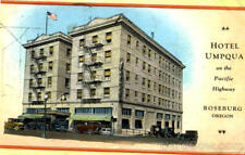 1941 Roseburg,OR Hotel Umpqua Teich Douglas County Oregon Linen Postcard Vintage picture