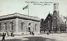 Adrian MI Michigan Main Street Post Office Church Lenawee County Vtg Postcard Z9 picture