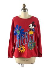 Vintage Mickey Mouse 90s Red Long Sleeve Women's Sweater Size Large picture