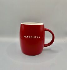 Starbucks 2011 Red Barrel Shaped Mug White Etched Logo Coffee Tea Cup 14 oz picture