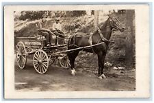 c1910's Horse Feed Store Wagon Black Child Dirt Road RPPC Photo Postcard picture