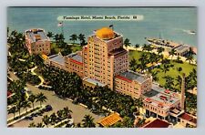Miami Beach FL-Florida, Flamingo Hotels, Advertising, Antique Vintage Postcard picture