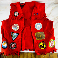 Boy Scouts Of America Red Felt Vest 21 Patches Badges 1960s picture