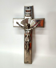 VTG Parson Crucifix Cross Christian brass Jesus mid century church 10.875” 5.7” picture