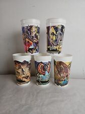 McDonald’s Jurassic Park Movie Plastic Cups 1992 Lot Set Of 5 Vintage T Rex  picture