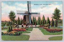Holland Michigan MI Windmill Park Dutch Mill Tulip Gardens Vintage 1940 Postcard picture
