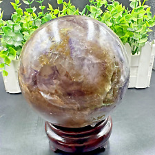 1900G  Natural Fluorite Quartz Sphere Crystal Ball Reiki Healing Gem Decor picture