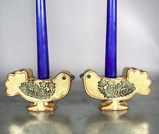 Set 2 Vintage Mid Century Modern Bird Pottery Candle Holders Candle Holders picture