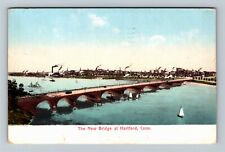 Hartford CT-Connecticut, The New Bridge, Steamer, Boats, c1907 Vintage Postcard picture