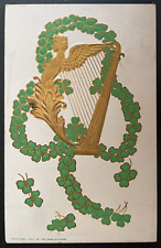 Vintage Victorian Postcard 1901-1915 Shamrock and Harp - St. Patrick's Day picture