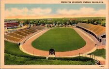 Linen Postcard Creighton University Stadium in Omaha, Nebraska picture