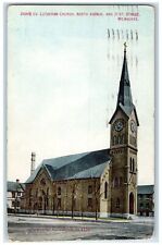 1912 Zion's Evangelical Lutheran Church Clock Tower Road Milwaukee WI Postcard picture