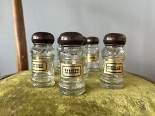 VTG Set Of 8 Labeled Glass Spice Jar Kitchen Decor Farm Cottage Pepper Rosemary picture