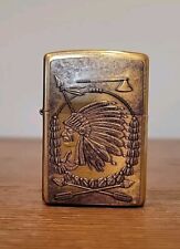 Vintage 1997 Zippo Indian Chief Head BRASS Lighter  Used picture