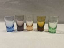 5 Vintage Napco Shot Glasses Etched Cordial Whiskey Glass Barware Multi-Color picture
