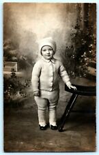 RPPC Postcard~ Adorable Young Boy In Winter Attire With Sock Cap~ Marked 1914 picture