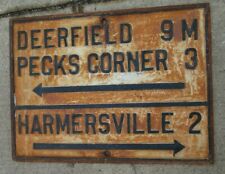 1890s Cast Iron Street Sign New Jersey Garden State Deerfield Peckscorner picture