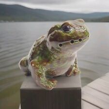 Vintage Green Frog Toad Shaped Ceramic Sugar Shaker picture
