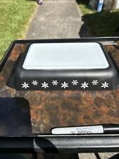 Pyrex one and a quarter cup casserole black with white snowflakes lid included picture