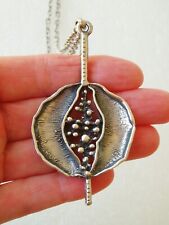 Vintage Astri Holthe Norway Pewter Pendant Chain Necklace Brutalist Scandinavian picture