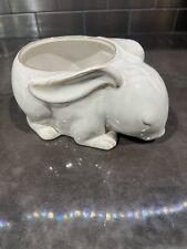 White Rabbit Sleepy Lop Ear Bunny Planter Ceramic  w/ Brown Accents picture