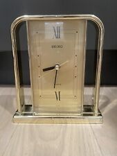 Vintage Seiko Quartz Desk Mantel Clock Japan Gold Tone Face QQZ163G picture