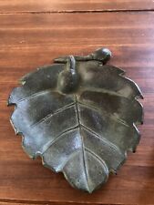 Vintage Japanese Cast Iron Leaf And Stem Trinket - 6 1/2” x 5 1/2” - Beautiful picture