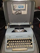 Vintage 1950's Royal Quiet De Luxe Blue Portable Typewriter w/ pamphlet & case picture